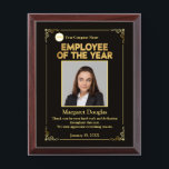 Employee of the Year Custom Photo | Gold & Black Award Plaque<br><div class="desc">Congratulations on being the Employee of the Year! This custom photo and message award plaque is a thoughtful way to recognize your dedication and hard work. you were ensuring a durable and long-lasting keepsake that you can cherish for years to come. The ability to personalize the message and photo makes...</div>