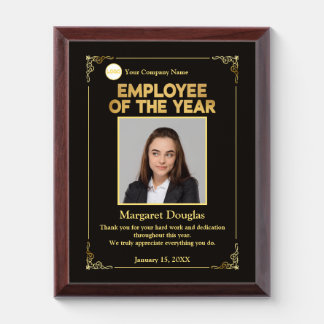 Employee of the Year Custom Photo | Gold & Black Award Plaque