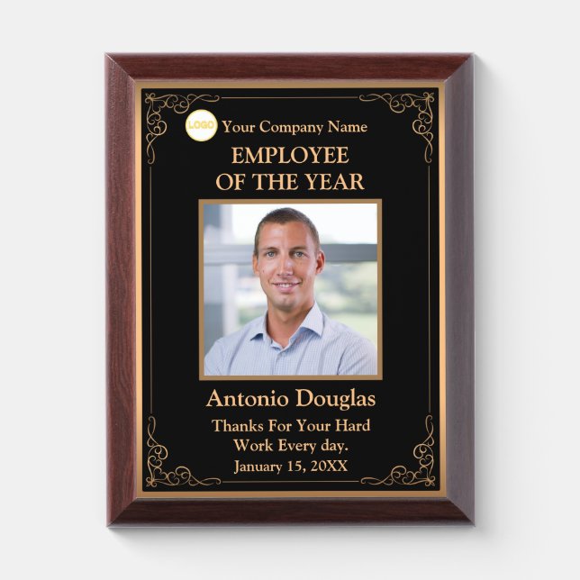 Employee of the Year custom Photo | Golden frames  Award Plaque (Vertical)