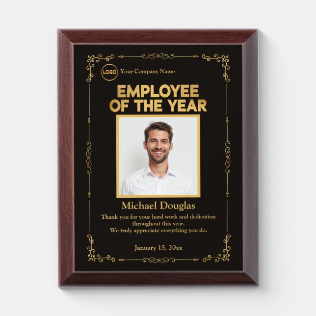 Employee of the Year Custom Photo Recognition Award Plaque (Vertical)