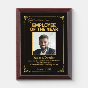Employee of the Year Custom Photo & Text Elegant Award Plaque