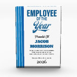 Employee of the Year Custom Recognition Acrylic Award<br><div class="desc">Celebrate excellence with this modern blue Employee of the Year award featuring eye-catching retro typography that feels both fresh and timeless. Designed to stand out on any desk or display, this award honors remarkable achievement with style and professionalism. Personalize it with the recipient’s name, company name, and year to create...</div>