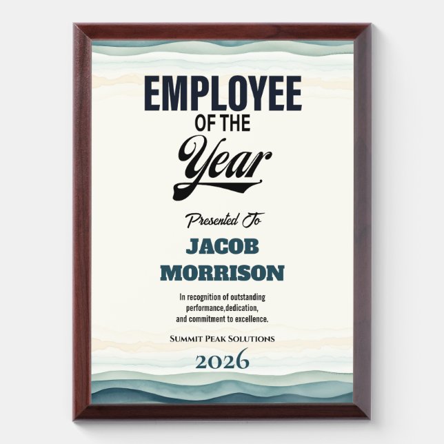 Employee of the Year Custom Recognition Award Plaque (Vertical)