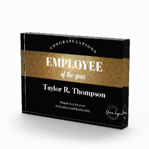 Employee Of the year Gold Black Custom logo Acrylic Award