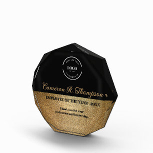 Employee of the Year gold Black Custom logo Acrylic Award