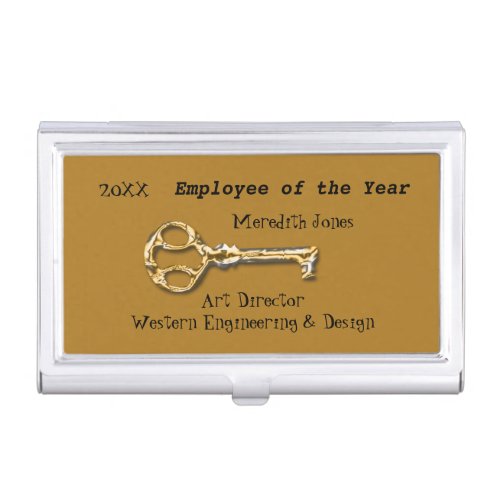 Employee of the Year Gold Silver Key Appreciation Business Card Case