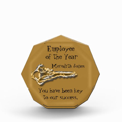 Employee of the Year Gold Silver Key Recognition Acrylic Award