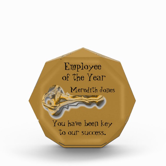 Employee of the Year Gold Silver Key Recognition Acrylic Award (Front)