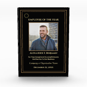 Employee Of The Year Logo Gold Award Custom Photo Block