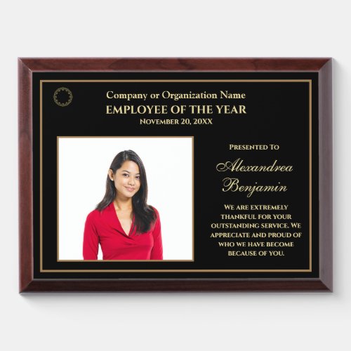 Employee Of The Year Photo Business Company  Award Plaque
