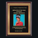 Employee of the Year Photo Company Logo Gold  Award Plaque<br><div class="desc">Employee of the Year Photo Company Logo Gold Custom Award Plaque is great to use for Award ceremonies or just to thank someone for their service. The Award Plaque can also be used for Organizations. Personalize it.</div>