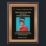 Employee of the Year Photo Company Logo Gold  Award Plaque<br><div class="desc">Employee of the Year Photo Company Logo Gold Custom Award Plaque is great to use for Award ceremonies or just to thank someone for their service. The Award Plaque can also be used for Organizations. Personalize it.</div>