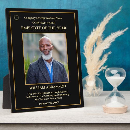 Employee Of The Year Photo Gold Personalize Award Plaque