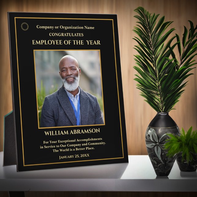 Employee Of The Year Photo Gold Personalize Award Plaque (Employee Of The Year Photo Gold Personalize Award Plaque for your deserving employees or volunteers.)