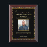 Employee Of The Year Photo Logo Gold Personalize Award Plaque<br><div class="desc">Employee Of The Year Photo Logo Gold Personalize Awards Plague for your employees at your company. Replace with your information or words,  logo or symbol and photograph.  Great to use for those Award ceremonies or just to thank someone for their service.</div>