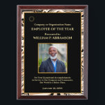 Employee Of The Year Photo Logo Gold Personalize  Award Plaque<br><div class="desc">Employee Of The Year Photo Logo Gold Personalize Awards Plaque has a unique modern design to give to your employees in your company for their accomplishments. Replace with your information or words, logo or symbol and photograph. Great to use for Award ceremonies or just to thank someone for their service....</div>