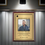 Employee Of The Year Photo Logo Gold Personalize  Award Plaque<br><div class="desc">Employee Of The Year Photo Logo Gold Personalize Awards Plague for your employees or volunteers in your company. Replace with your information and photograph. Great to use for Award ceremonies or just to thank someone for their service. Your can make it a gift for that special person in your life....</div>