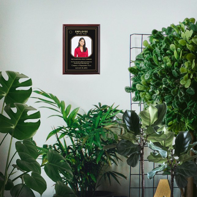 Employee Of The Year Photo Logo Gold Personalize Award Plaque (Creator Uploaded)