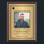Employee Of The Year Photo Logo Gold Personalize  Award Plaque<br><div class="desc">Employee Of The Year Photo Logo Gold Personalize Awards Plague for your employees or volunteers in your company. Replace with your information and photograph. Great to use for Award ceremonies or just to thank someone for their service. Your can make it a gift for that special person in your life....</div>