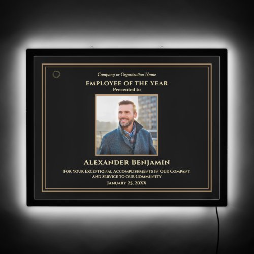 Employee Of The Year Photo Logo Gold Personalize LED Sign