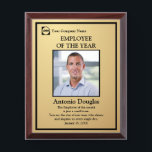Employee of the Year Photo Simple Gold & Black     Award Plaque<br><div class="desc">Award to recognize your favorite Employee. Let them know how much you appreciate them. Personalized Photo,  Best Words of Appreciation for Employee of the Month</div>