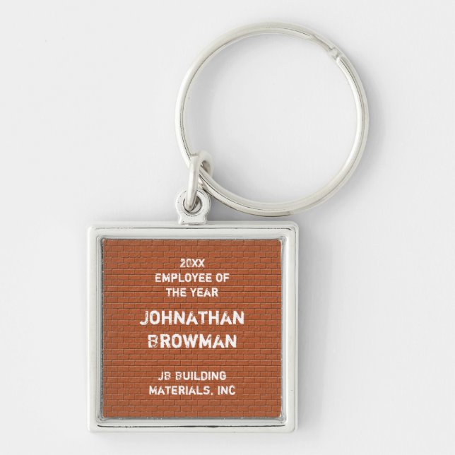 Employee of the Year Red Brick Wall Professional Keychain (Front)