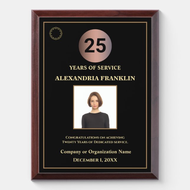 Employee of the Year Service Photo Custom Award Plaque (Vertical)