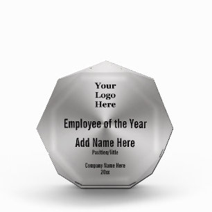 Employee of the Year Silver & Black Your Logo Here Acrylic Award