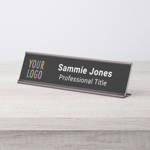 Employee Office Desk Nameplate Business Logo Black