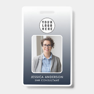 Employee Pass Photo Logo   Navy Blue Gradient  Badge