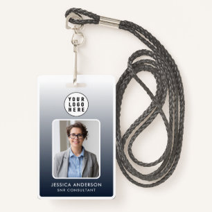 Employee Pass Photo Logo   Navy Blue Gradient  Badge