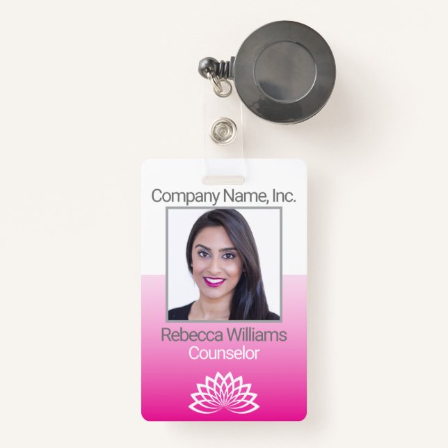 Employee Photo Badge - Pink (Front with Retractable)