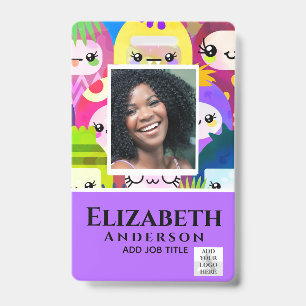 EMPLOYEE PHOTO BADGE QR Code Barcode Kids Monsters