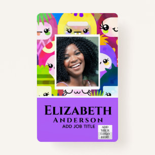 EMPLOYEE PHOTO BADGE QR Code Barcode Kids Monsters