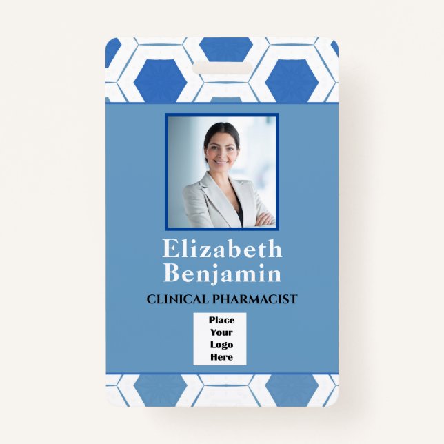 Employee Photo Bar Code Custom Medical Pharmacist Badge (Front)
