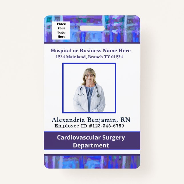 Employee Photo Bar Code Logo ID Business Badge (Front)