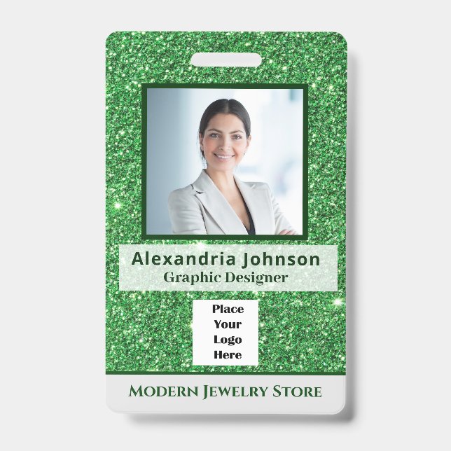 Employee Photo Bar Code Logo ID Custom Badge (Front)