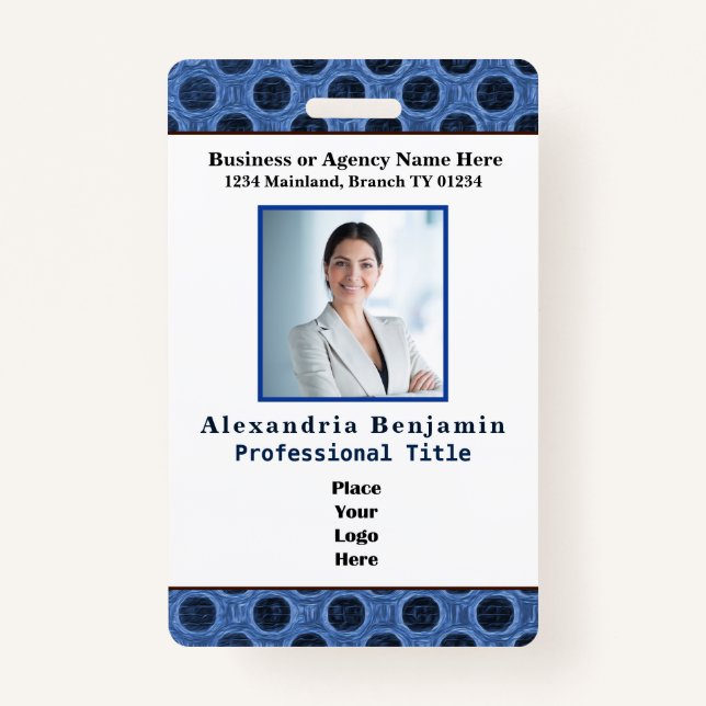 Employee Photo Bar Code Logo ID Custom Badge (Front)