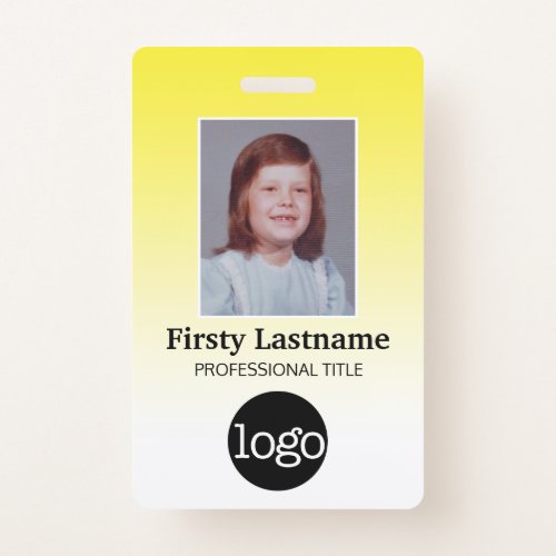 Employee _ Photo Bar Code Logo Name Gradient Badge