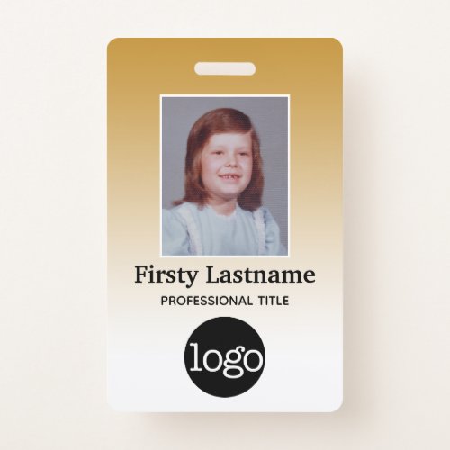 Employee - Photo Bar Code Logo Name Gradient Badge