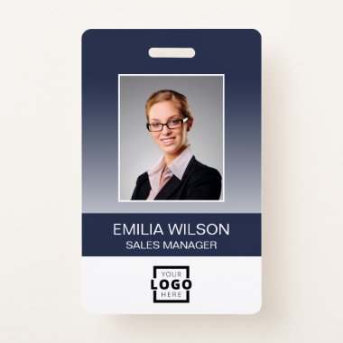 Employee Photo, Bar Code, Logo, Name Gradient Badge