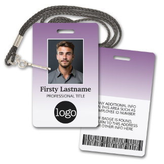 Employee - Photo, Bar Code, Logo, Name Gradient Badge