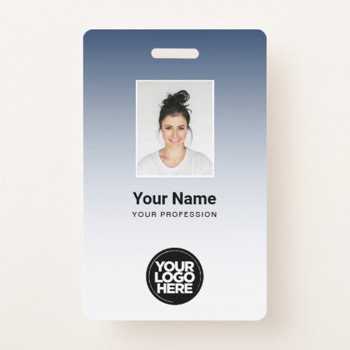 Employee Photo Bar Code Logo Name Gradient Badges