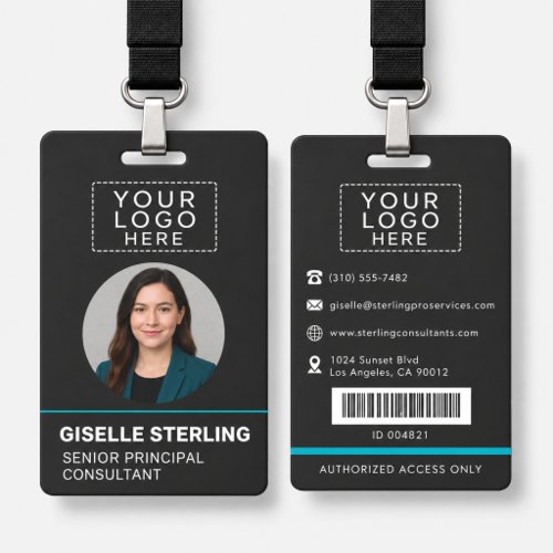 Employee Photo Bar Code Logo Name ID Badge