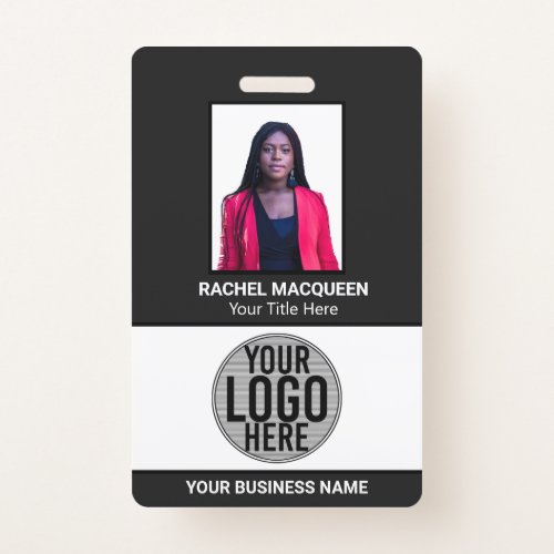 Employee Photo Barcode Logo Business Name Company Badge