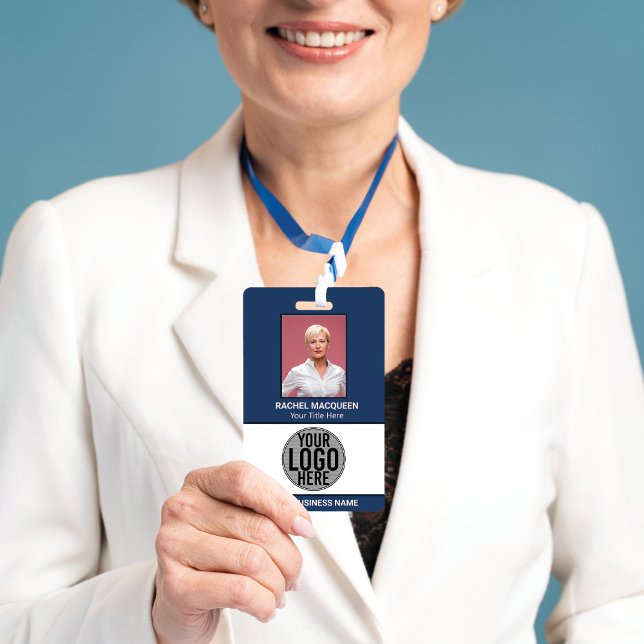 Employee Photo Barcode Logo Business Name Company Badge (Creator Uploaded)