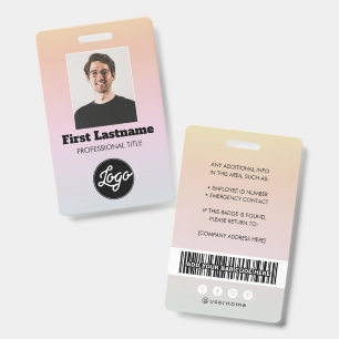 Employee Photo Barcode Logo Name Gradient Badge