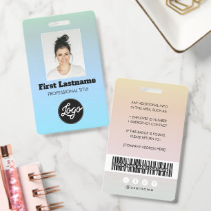 Employee Photo Barcode Logo Name Gradient Badge