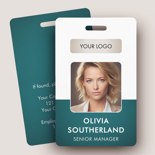 Employee Photo Company Logo Green Security ID  Badge (Creator Uploaded)