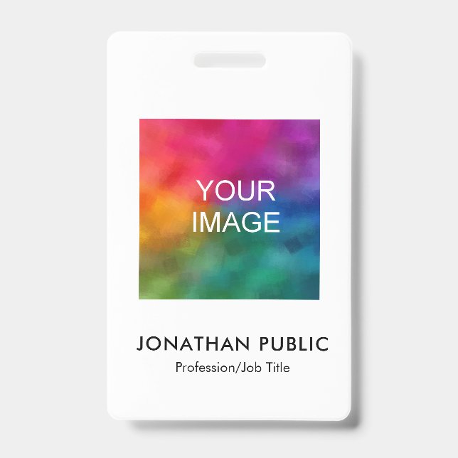 Employee Photo Company Logo Here Name And Title Badge (Front)